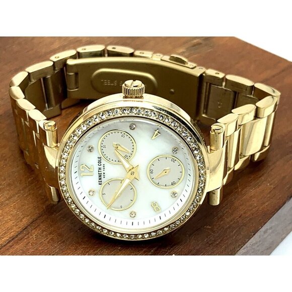 Kenneth Cole Women's Watch KC50735008 Quartz Mother of Pearl White Dial Gold - Picture 9 of 13